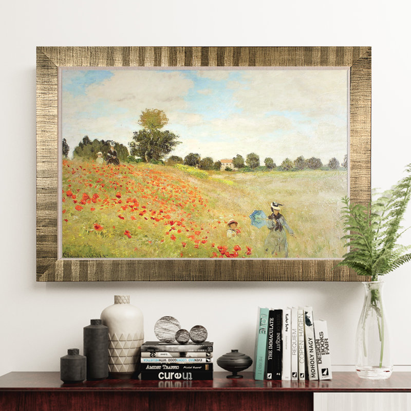 « popy field », reproduction sur toile tendue encadrée, Cadre bronze