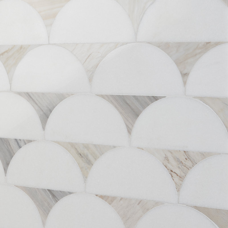 Halfmoon 8.97" x 11.96" Marble Mosaic Wall & Floor Tile, Sabbia