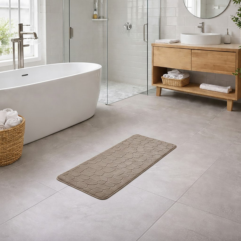 Tapis de couloir Pebble - Mousse à mémoire de forme - L 48 po x l 18 po pour la cuisine, la salle de bain et plus, Taupe