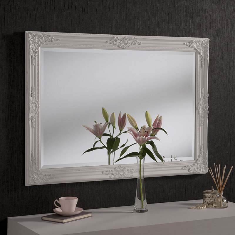 Madeleine Carved Classic Accent Mirror, White, 74cm W x 163cm W