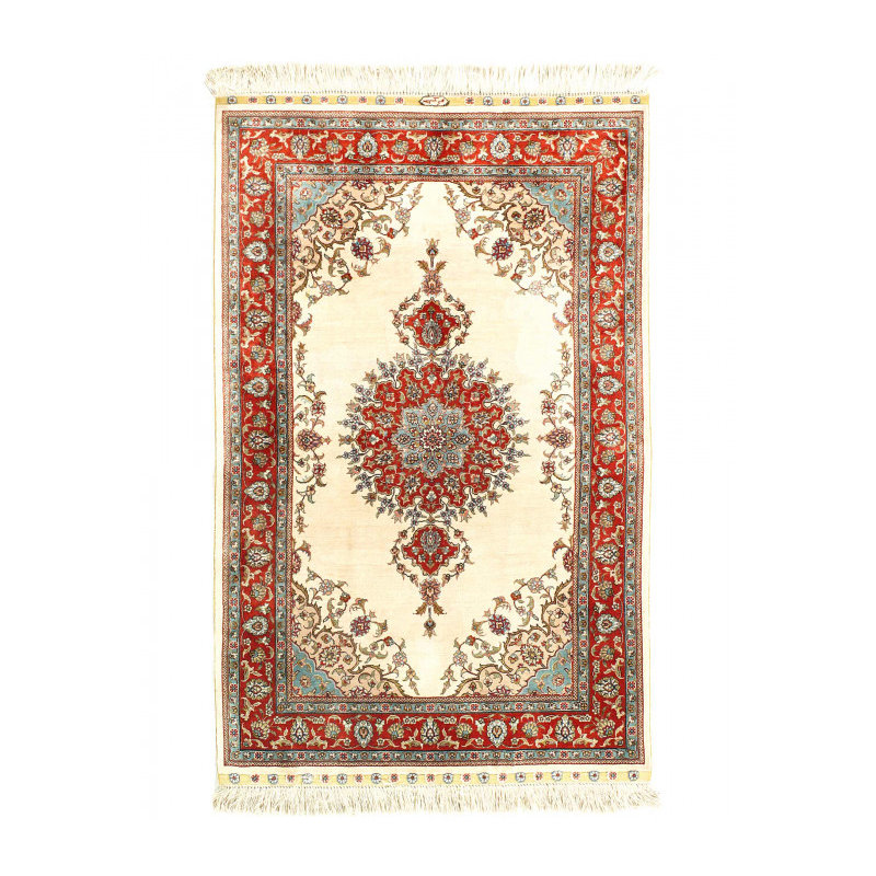 Ivory Sino Tabriz Pure silk 2'7"x4'