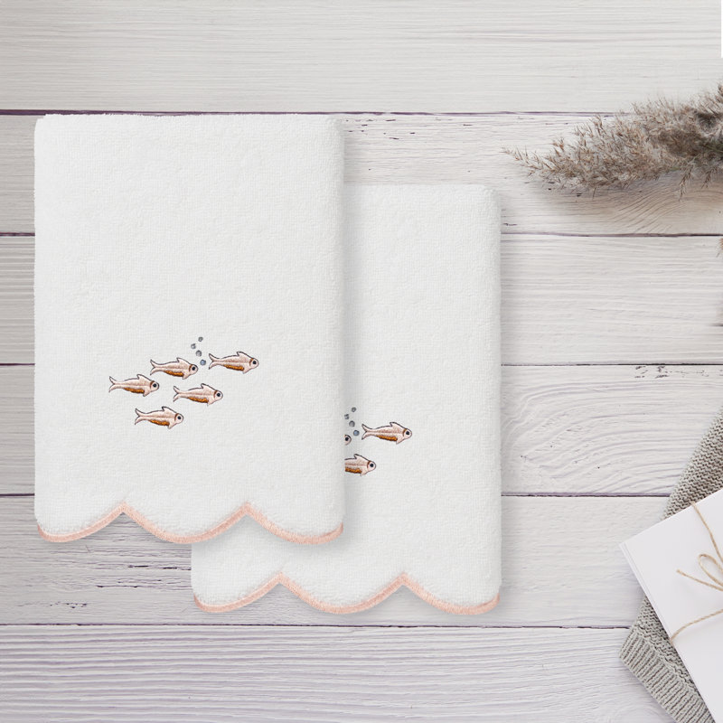 Ensemble de serviettes 100% lin Linum Home, Blanc / Gris, Finger Tip Towel - 2 Pack