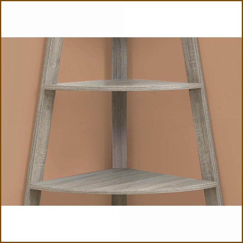 Bookshelf 4 Tier Corner Etagere 60”h Contemporary Dark Taupe | Taupe | Particle Board, Taupe