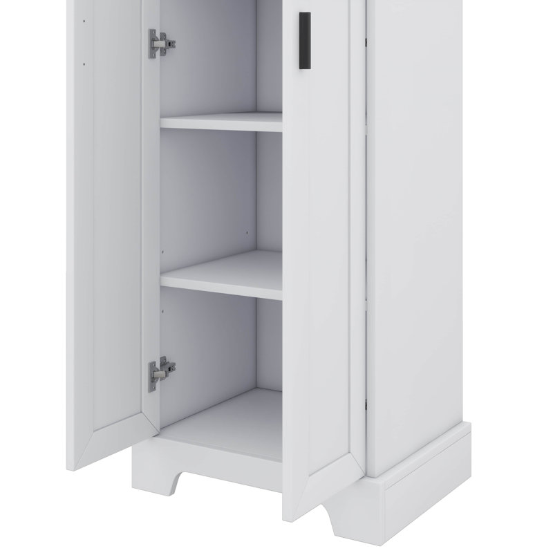 Armoire de rangement / Armoires-garde-manger, grande bibliothèque en bois avec deux portes et tablettes réglables, Blanc
