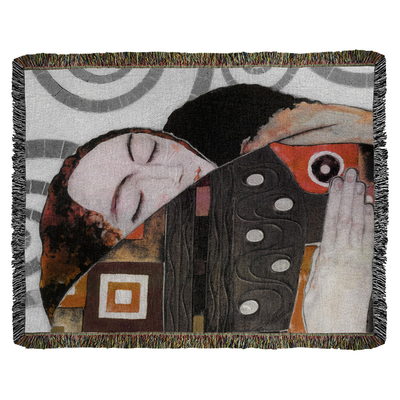 Jeté en coton gustav klimt,, Rouge / dégradé orange
