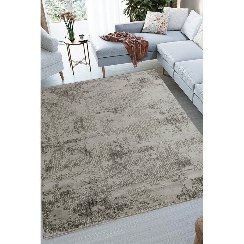 Tapis marocain noué à la main gris, Rectangle 79 po x 114 po