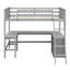 Lit mezzanine simple gris avec bureau et tablette, Living Solution, bois de pin massif, bureau sans tablette requis, construction, nécessaire