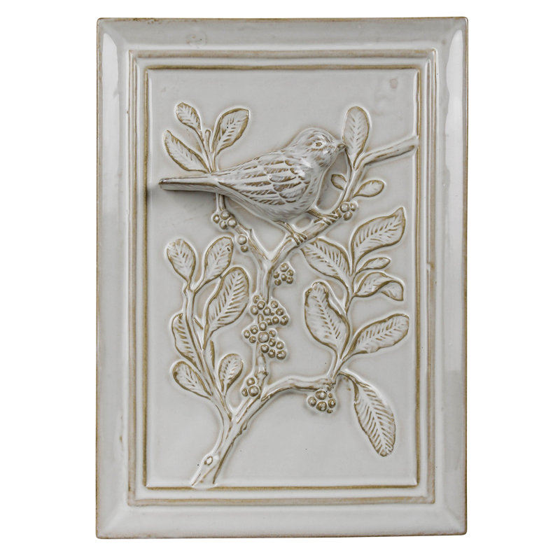 Wall Art - Bird On Branch, Ceramic