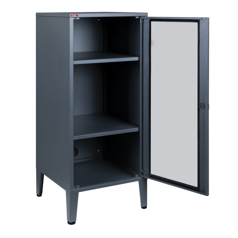 17.72'' Wide 2 - Shelf Storage Cabinet with Cable Management, Anthracite Gray