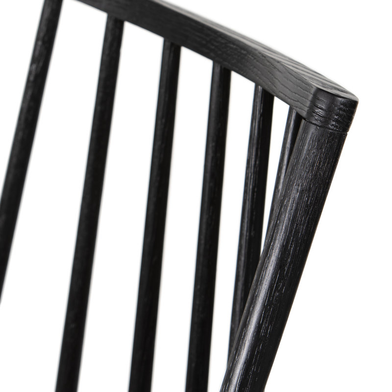 Lewis Windsor Solid Wood Stool, Counter Stool (24" Seat Height), Black Oak, Brown/Sheepskin