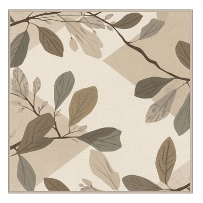 Machine Washable Oyan Olive Branch Coastal Geometric Rug in Beige – Beige Binding