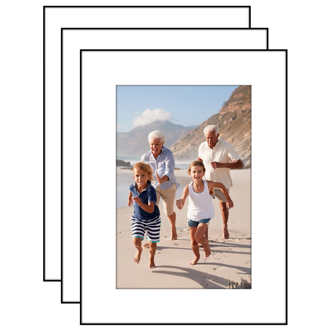 Front Loading Picture Frame Set With Mat - Perfect For Photos And Wall Decor - Black - 3 Pack Americanflat Picture Size (Without