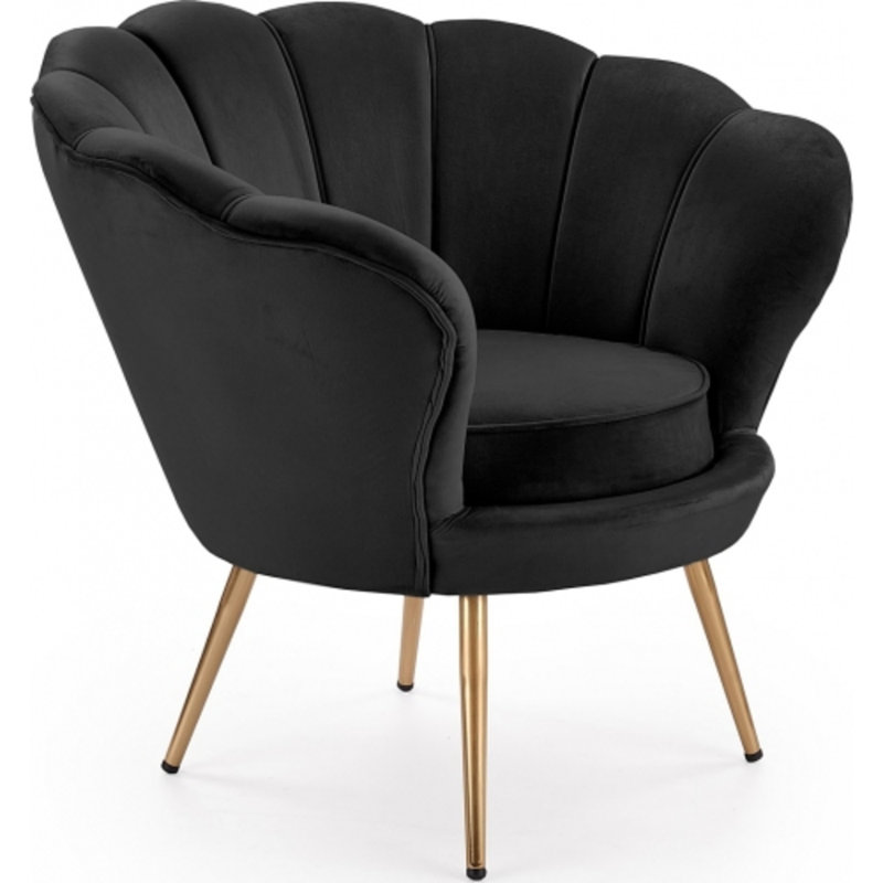 Fauteuil d'appoint Lotus, Velours noir