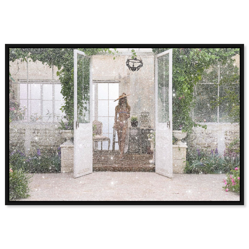 Through the garden doors Canvas Fashion Print by Oliver Gal, 11"H x 16"W, Black Frame