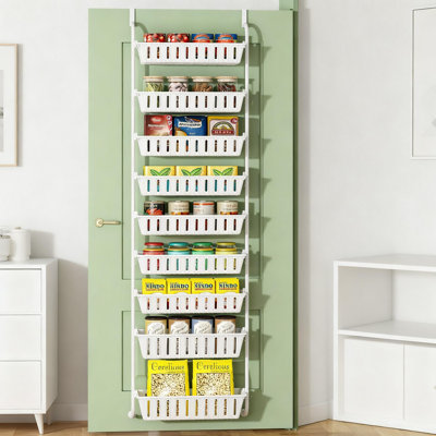 9-Tier Over The Door Organizer Rack With 9 Adjustable Shelves For Pantry Kitchen Bathroom Storage Space Saving Solution