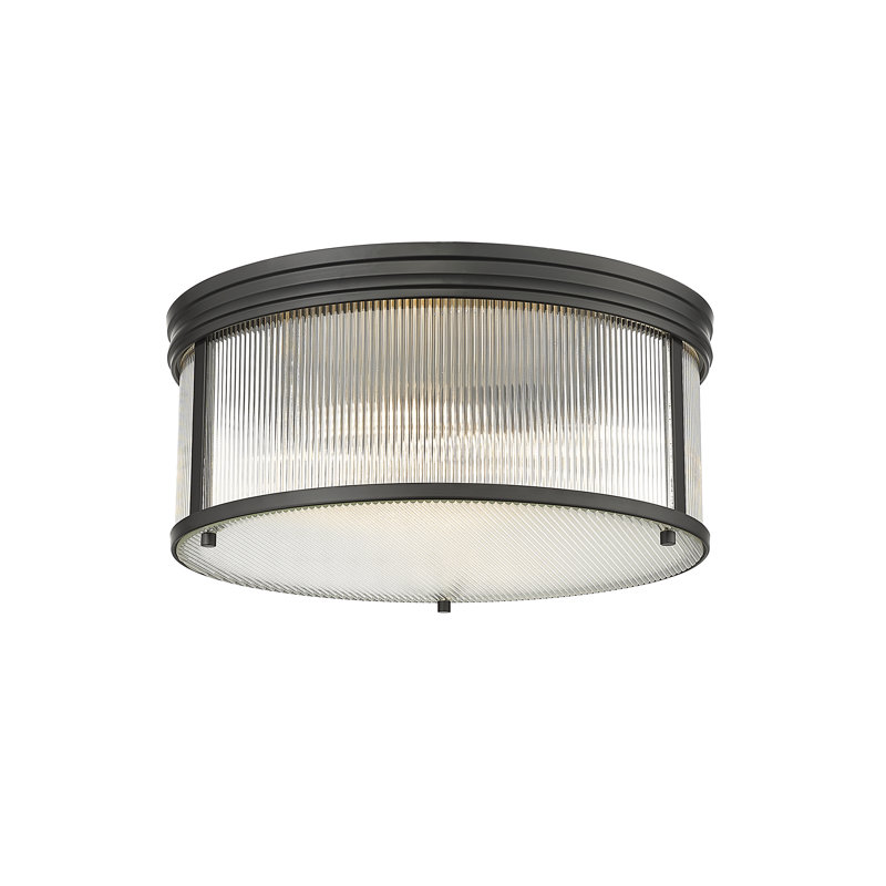 Swati Glass Flush Mount, 8.25" H x 18" W x 18" D, Matte Black