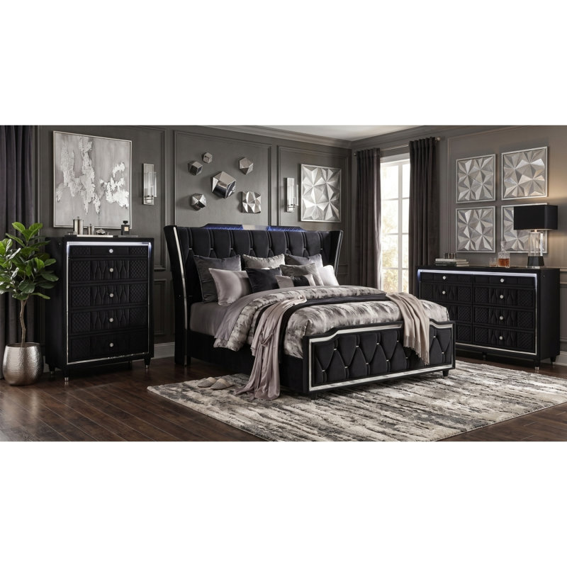 Ensemble de chambre à coucher 3 pièces Provence, 3 Pcs: Bed, 2 Dresses, King