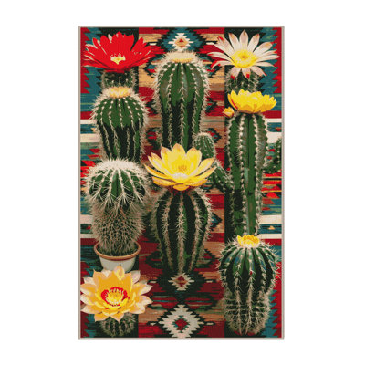 Washable Cactus Garden Southwestern Area Rug