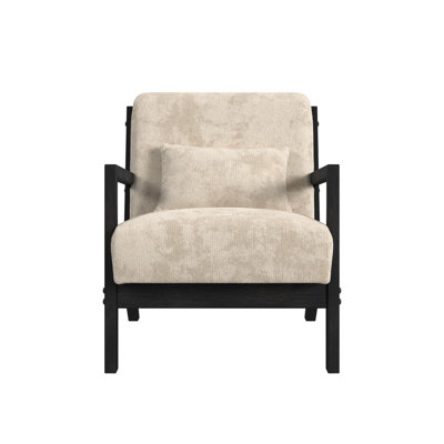Freya Chair with kidney pillow in Langley Cocoa and Brushed Espresso Finish