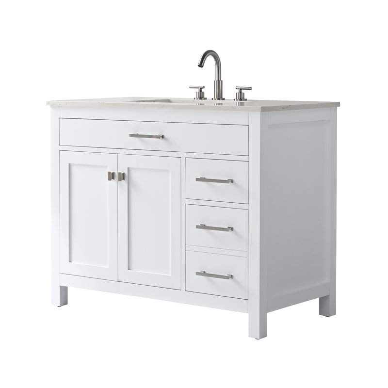 Trevor 42" W Single Vanity, White/Brushed Nickel