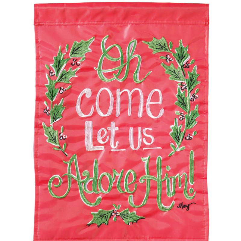 Drapeau de jardin en polyester 18 po x 13 po Cerelia Oh Come Let Us Adore