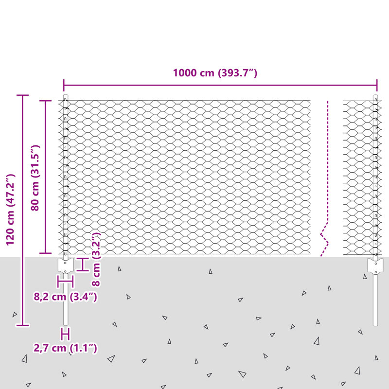 vidaXL Fence with Post Segment Outdoor Barrier Garden Terrace Divider Boundary, Green, 80cm H x 1000cm W