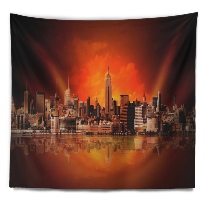 Tapisserie en polyester cityscape new york city avec accessoires de suspension inclus, H 50 po x l 60 po