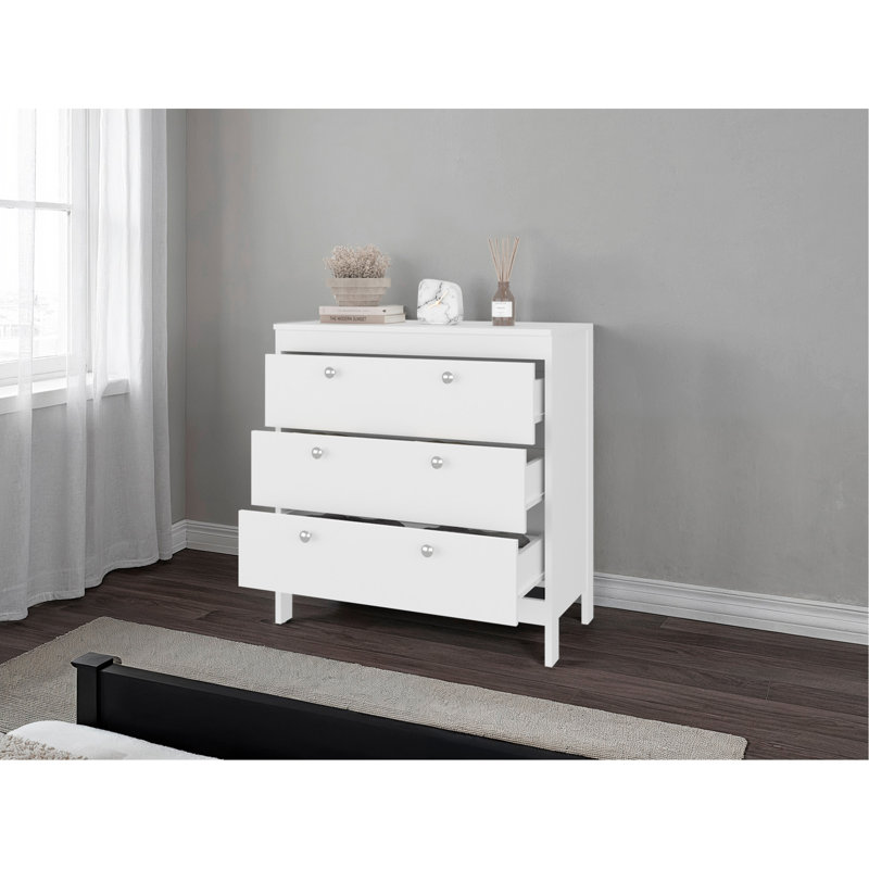 Commode Libby, 3 tiroirs, blanc