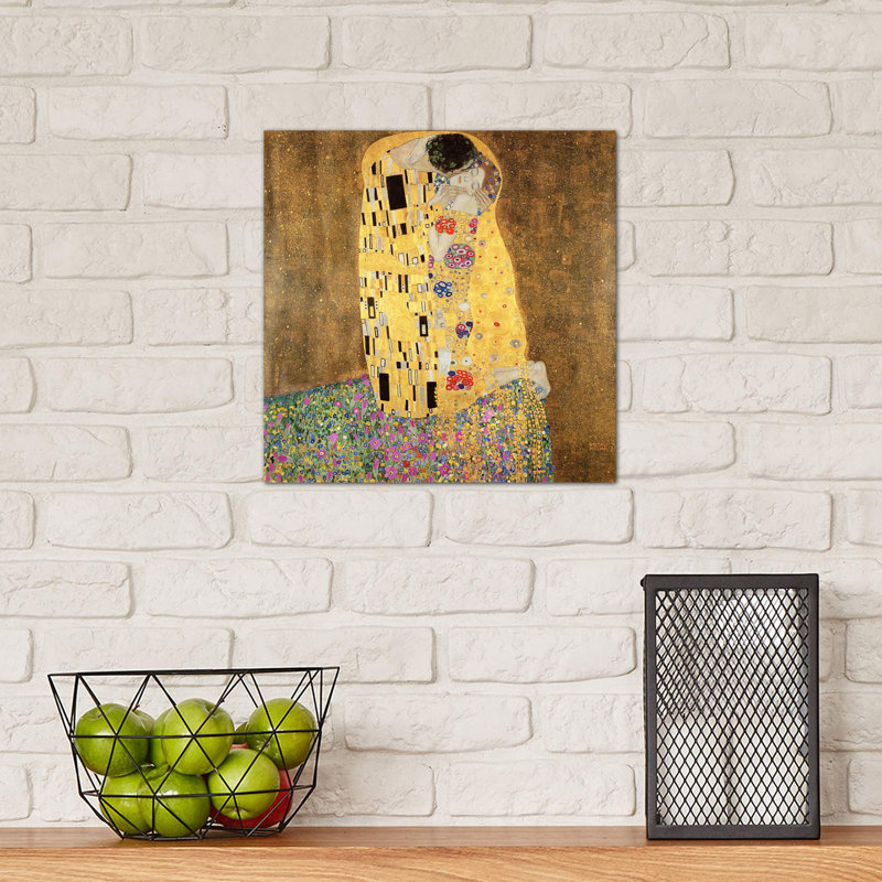 The Kiss by Gustav Klimt - Painting on Canvas, Wrapped Canvas, 30.48 cm H x 30.48 cm W