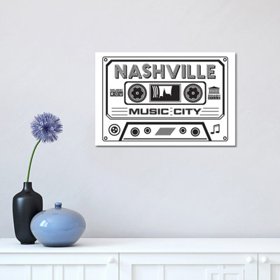 Nashville Cassette - Light Background by Benton Park Prints - Wrapped Canvas Gallery-Wrapped Canvas Giclée