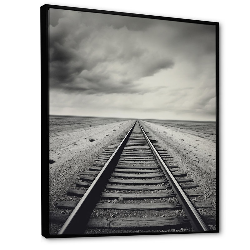 Minimalisme au pays des merveilles, train sur rail, impression sur toile, H 40 po x l 30 po x P 1,5 po, Cadre flottant noir