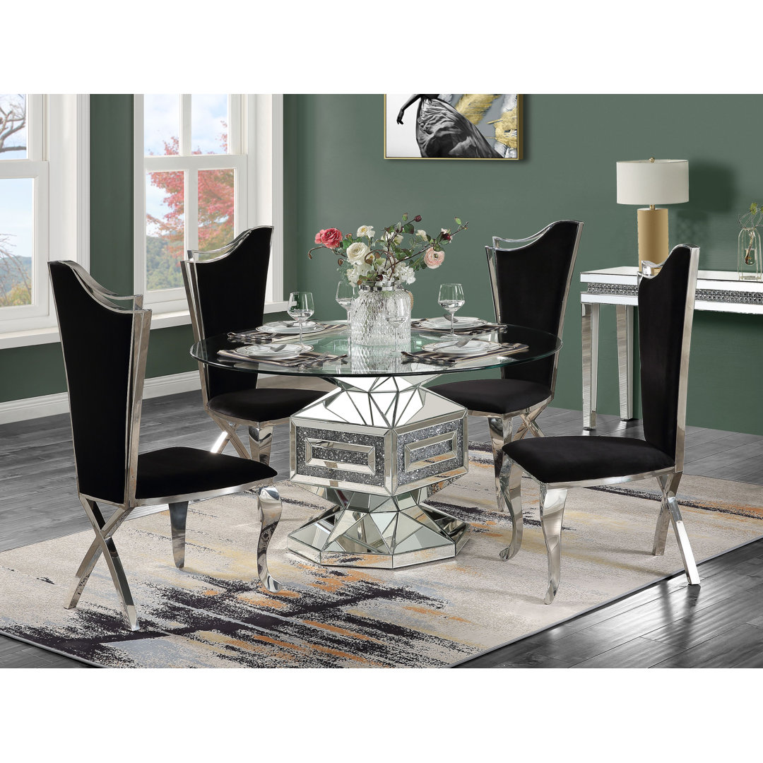 Round Glass Top Dining Table Everly Quinn