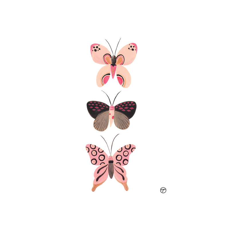«Butterfly Trio», art encadré, H 12 po x l 8 po x P 0,75 po, Toile tendue