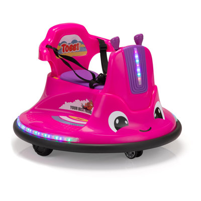 Kids Electric Ride On Snail Shape Toy, 12V Battery Powered Toddler Bumper Car with Parent Remote Control/Funny Stickers/360 Degree Spin,Azzure