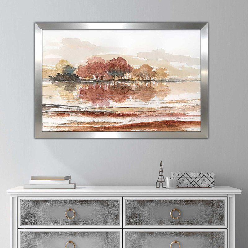 Earthy Dreams par Nan - Peinture, H 21,5 po x l 27,5 po x P 0,75 po, Encadrement argenté