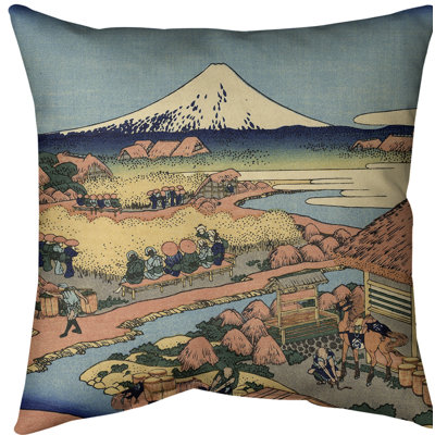 Katsushika Hokusai Leather/Suede Reversible Throw Pillow