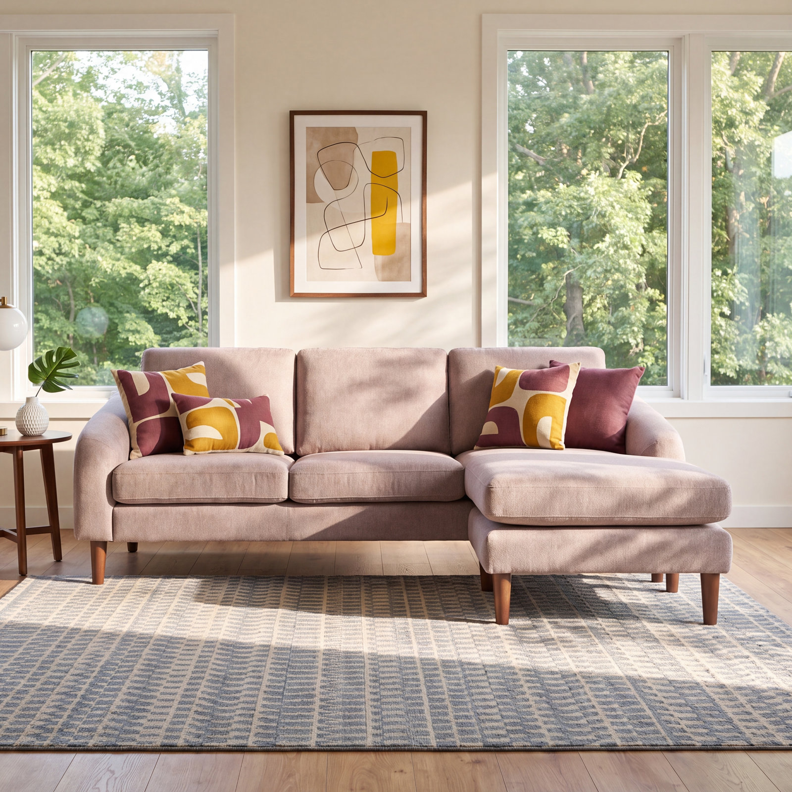 Lana Upholstered Reversible Chaise L-Sectional, Angel Mocca Performance Chenille