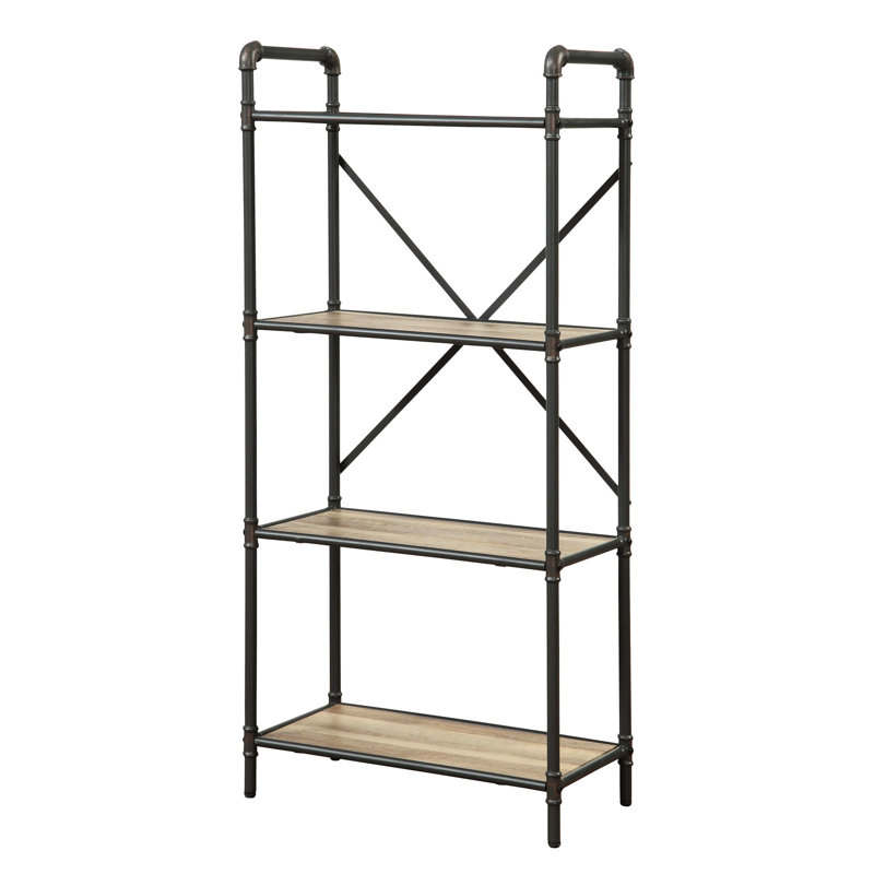 Bibliothèque 4 pièces au style distinctif de style chêne antique et gris sable