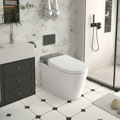 Smart Bidet Toilet With Remote Control.Raised Tankless Toilet With LED Display. Auto Open/Autoheated. Seat Toilet Bidet With Aromatherapy System.Warm Water And Dry.Off Seat Flush.Foot Sensor.
