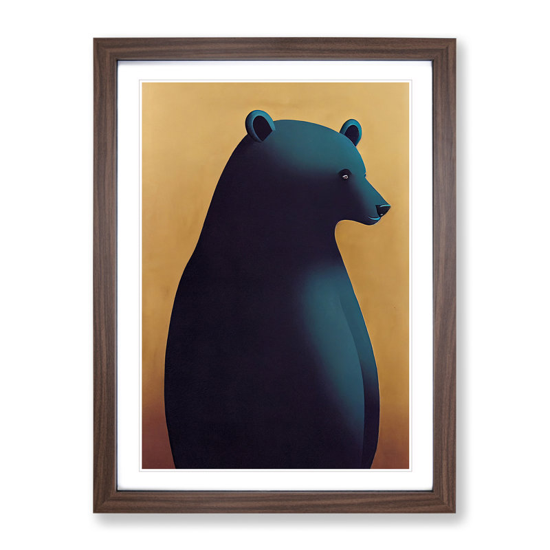 Peaceful Bear 1 Piece Single Picture Frame Wall Art, 64cm H x 46cm W x 2cm D, Walnut Framed