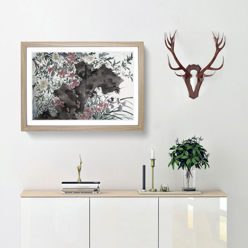 Garden Flowers Vol.2 by Chen Daofu - Framed Print, 48cm H x 65cm W x 2cm D, Oak Framed