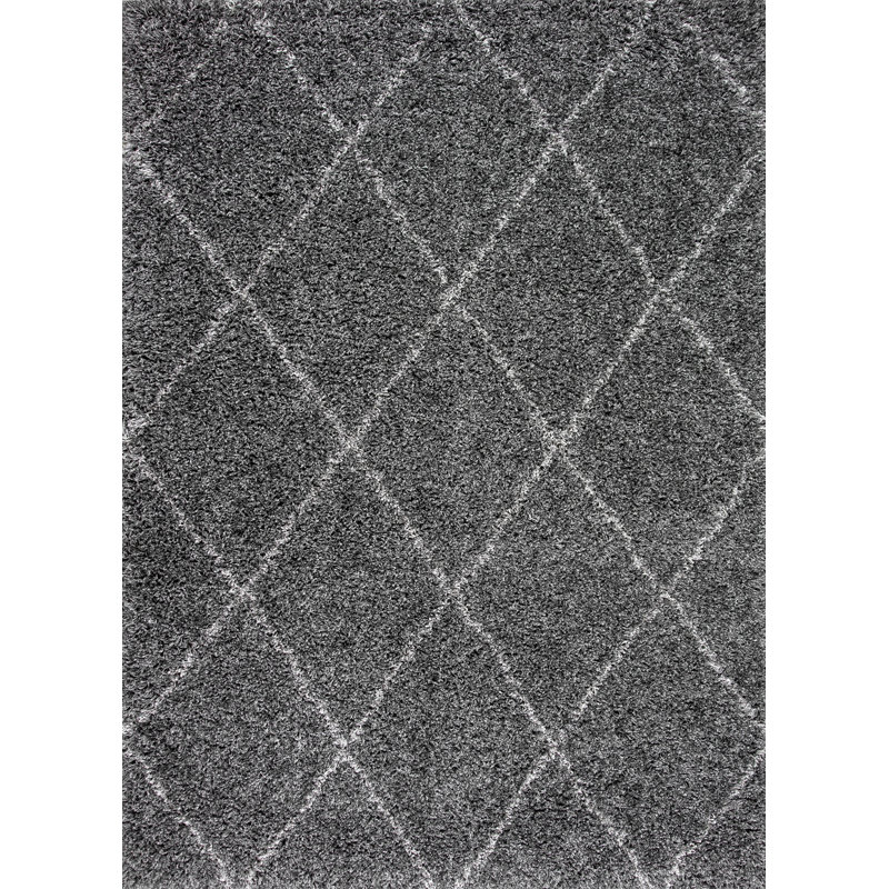Callum Moroccan Shag Power Loom Performance Gray Rug, Rectangle 4' x 6'