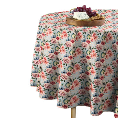 Channelle Floral Feathers Round Tablecloth