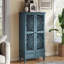 Armoire haute rustique bleu antique-304457186