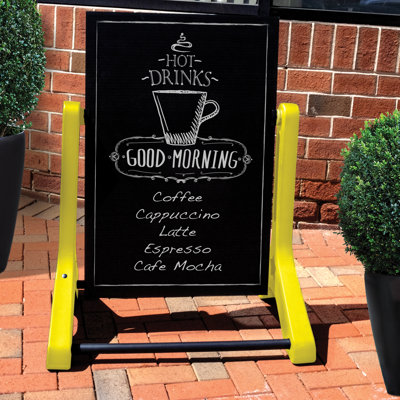 Excello Global Products 24" x 36" Swinging Changeable Message Sidewalk Sign (Yellow Legs)
