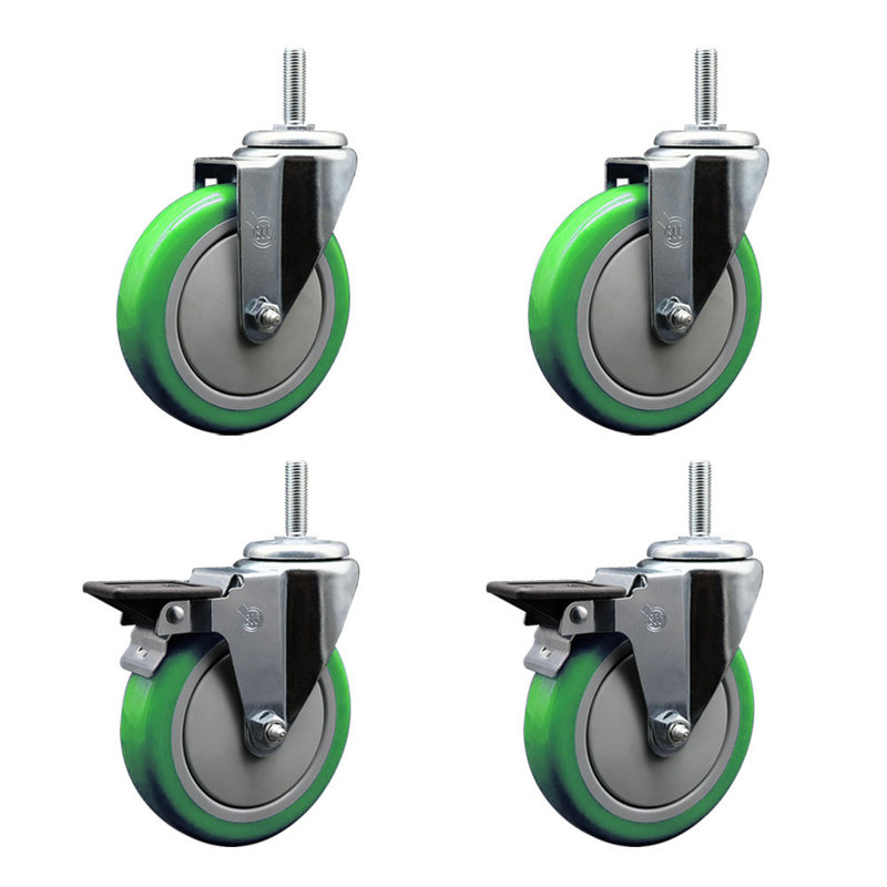 Poly Wheel Swivel 3/4 Inch Threaded Stem Caster Service Caster
