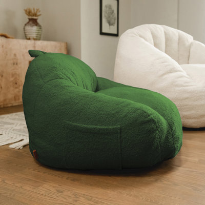 Pouf Big Joe Cloudberry, assise structurée en mousse, motif Teddy Boucle, vert matcha, pour enfants