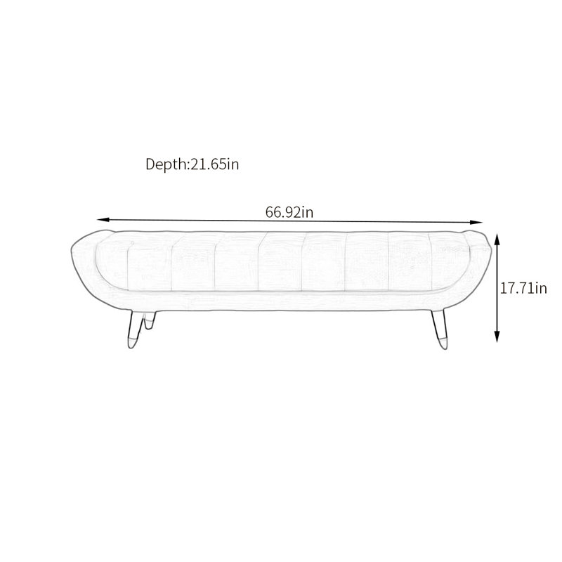 Tabouret léger et luxueux pour chaussures, H 17,71 po x l 66,92 po x P 21,65 po