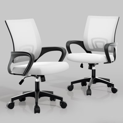 Pierfranca Ergonomic Mid-Back Mesh Office Chair Adjustable Swivel Desk Chair with Armrests and Lumbar Support