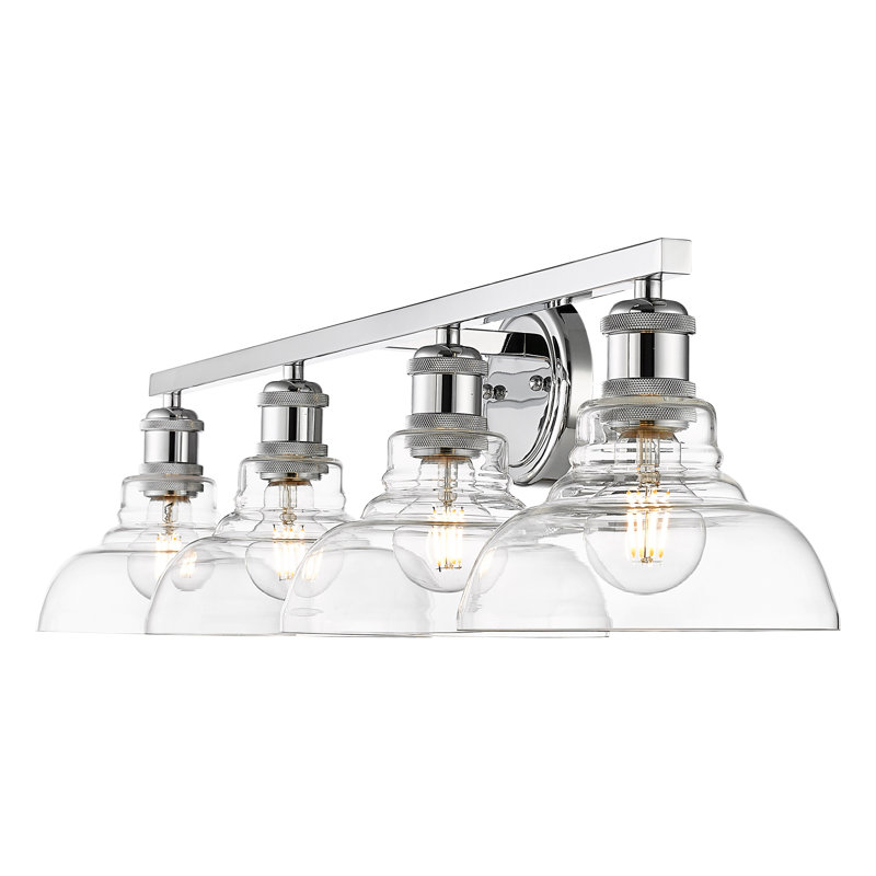 Éclairage pour salle de bain 4 lumières Carver en chrome avec verre transparent Carver, Clair, Chrome chrome
